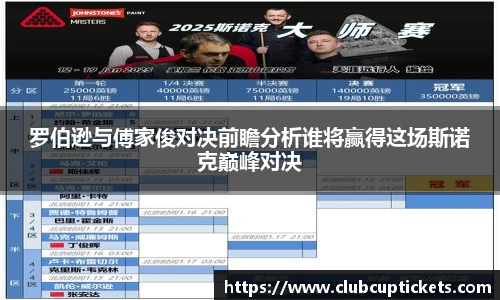 罗伯逊与傅家俊对决前瞻分析谁将赢得这场斯诺克巅峰对决
